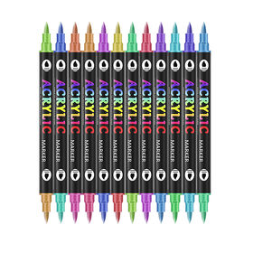 Acrylic Paint Pens, Dual Color Acrylic Paint Markers with Brush Tip, Acrylic Pens for Rock Painting, Wood, Canvas, Logo Custom