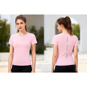 Damen Dri-Fit T-Shirt Sport Polyamid Elastan Benutzerdefiniertes Logo Kurzarm Schnell Trocknend Sportbekleidung Für Fitnessstudio Wandern Fitness Outdoor