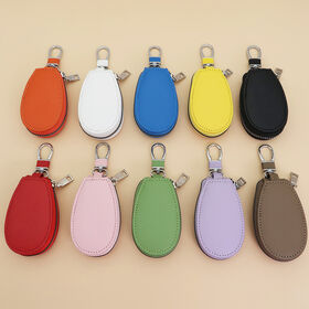 Wholesale Pull-out Retractable Car Key Case Premium PU Leather Key Cover Anti-Scratch Key Sleeve Pouch with Metal Keychain
