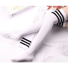 Nueva llegada negro Lolita calcetines a rayas mujeres regalos de Navidad sexy muslo alto nylon largo medias lindo sobre calcetines de rodilla para niñas