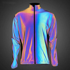 Jaket Bersepeda Reflektif Biru Pink Tahan Air & Tahan Angin Kustom untuk Keselamatan Malam Pria Wanita Jaket Windbreaker Sepeda Gunung