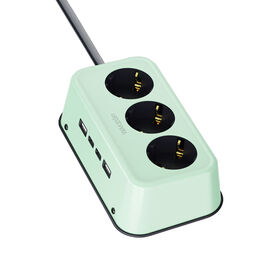 Stop Kontak Retro Meja CE CB dengan 3 Outlet Schuko, 4 Port USB TUV SUD