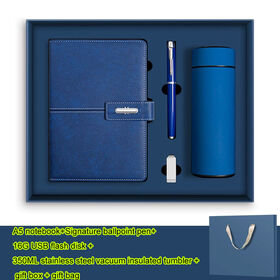 Conjuntos de Presente Pen drive USB, Caderno A5, Agenda, Caneta e Garrafa Térmica para Presentes Empresariais e Escolares