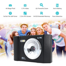 Mini Digitalkamera, 1080P Kinderkamera, 5MP Point-and-Shoot-Kamera mit 16x Zoom und Bildstabilisator, tragbare kleine Kamera