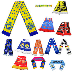 Cachecol de futebol com logotipo personalizado, impressão de alta definição, cachecol longo de poliéster para fãs, para meninas