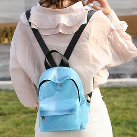 Sac à bandoulière transparent en PVC pour femmes, sac à dos de jour, sac à dos de voyage en gelée