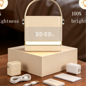 Haut-parleur de Réveil Lumineux Intelligent avec Bruit Blanc - Appareil de Sommeil, Réveil, Alimenté par Batterie, Plastique - Cadeaux de Vacances