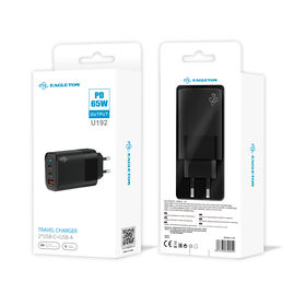 Effizientes 65W QC3.0 USB-Wandladegerät mit 3 Anschlüssen, SCHNELLES Aufladen, USB Typ C GaN Mehrfachladegerät für Laptop und Mobiltelefon