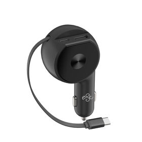 Chargeur de Voiture à Charge Rapide 60W avec Câbles Rétractables Type C PD3.0 Chargeur USB Portable pour Voiture pour iPhone 16