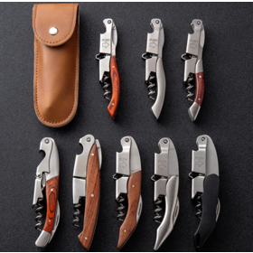 Wholesale stainless steel multi-functional sea horse knife with rosewood handle and multi-functional wine opener wine corkscrew