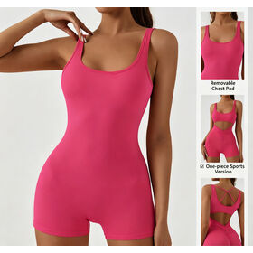 Einfarbiger, ärmelloser Damen Jumpsuit mit Cut-Outs, Brustpolster, schnelltrocknend, Übergröße - Activewear