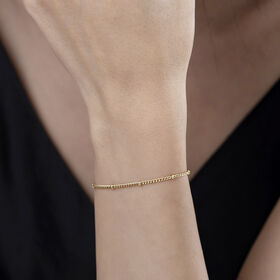 Pulsera de cuentas doradas con cadena chapada en oro de 14 quilates para mujer, exquisita pulsera de perlas pequeñas con cadena ajustable