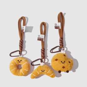 Llaveros de felpa suave de pan personalizados por el fabricante, colgantes para bolsos