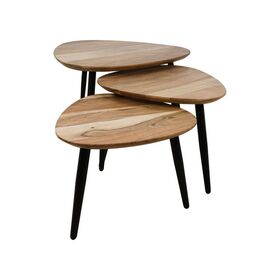 Modernes Luxus-Design Holz 3er-Set Satztische runder Stil Muster für Wohnzimmer Möbel