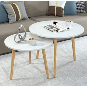 Nachttisch aus Holz für Schlafzimmer, runder, weißer Couchtisch für Wohnzimmer, Eck-Couchtisch für Sofa, 3-teiliges Set