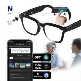 Gafas Inteligentes con IA NLB08, Cámara de 8MP, Asistente de Voz, Traducción, Reconocimiento de Fotos, 16GB de Memoria, Video 1200P a 30fps - Gafas Inteligentes para Negocios al por Mayor