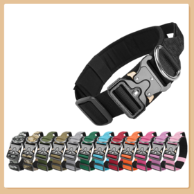 Wholesale Durable Tactical Dog Collar with Control Handle Adjustable Military Nylon Pet Collar Metal Buckle for Medium Large Dogs