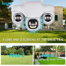 V380 Nouvelle caméra de surveillance réseau avec contrôle Cloud, WiFi, Mode Privé, Couleur Blanche, 3 PTZ et 3 Écrans SC31-W-L