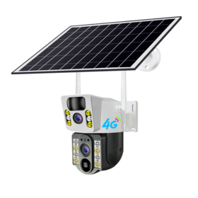 Nouvelle Caméra V380 Double Objectif 6MP Alimentée par Batterie Solaire VCS03-4G CCTV LTE Carte SIM 4G IP PTZ Double Objectif