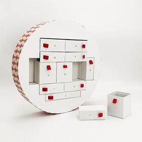 أنبوب ورقي دائري من الكرتون بشعار مخصص، تقويم أدڤينت مستحضرات تجميل فارغ لصندوق هدايا الكريسماس