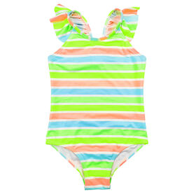Wholesale Colorful Printed Girls' Swimwear Beachwear Fashion Striped One Piece Swimsuit Bathing Suit for Summer Vacation
