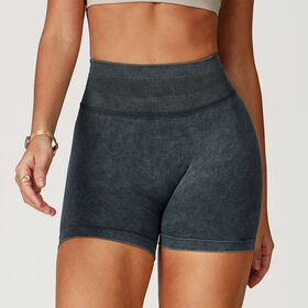 Pantalones Cortos Deportivos Activos Personalizados, Cintura Elástica Sin Costuras, Diseño Fruncido Levanta Glúteos, Transpirables, Ajuste Entallado para Entrenamientos