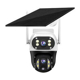 Kamera Solar V380 Mini Lensa Lebar 3 Layar 6MP Bertenaga Baterai CCTV Luar Ruangan Jaringan 4G PTZ Lensa Ganda 3 Layar
