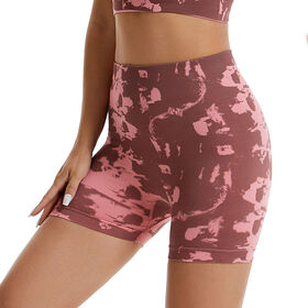 OEM Nahtlose Tie-Dye Workout Shorts Damen Sublimations-Yoga-Shorts Gerippte, hoch taillierte Fitness-Studio-Bekleidung