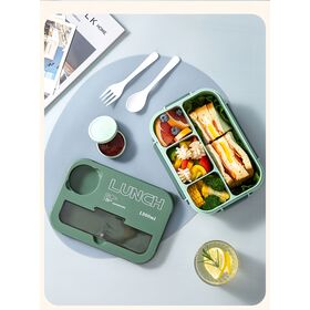 Wholesale Compartmental Plastic Bento Box Microwave Safe Leak Proof Lunch Box with Spoon Chopsticks for Office Workers Students