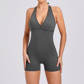 Großhandel Schnell Trocknender Einteiliger Sport-Overall für Damen, Po-Lifting, Ärmellos, Rückenfrei, Yoga-Gymnastikshorts, Aktiver Body