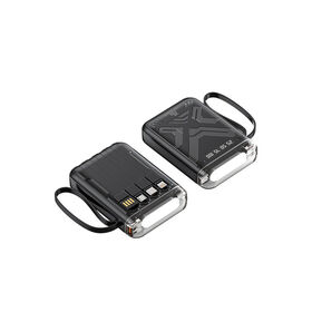 External Battery Pack LED Display Power Bank Built-in 4 Cables Mini Slim Portable Charger 10000mAh with Fast Charging 22.5W
