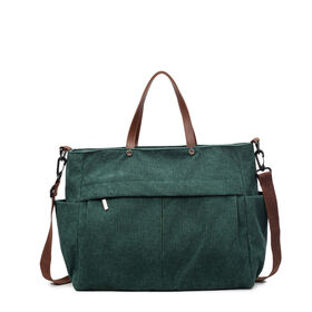 Bolsa tote de pana verde hecha a mano de alta calidad y gran capacidad - Bolsos de hombro tote personalizables para mujeres