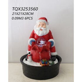 Unique holiday gift resin Santa Claus statue crystal ball decorative water fountain with pumpfor Christmas ornament