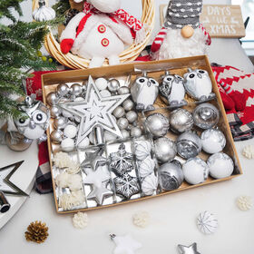 Christmas Ball Ornaments Set - Laser Glitter Design, Christmas Tree Decor for Holiday