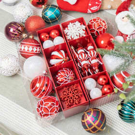 Adornos Navideños en Juego con Copos de Nieve y Colgantes en Forma de Bastón de Caramelo, Decoración Navideña para Árbol de Navidad en Caja de Regalo