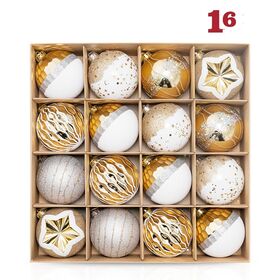 16PCS Silver White Snowflake Textured Christmas Ornament Balls Set, Matte Frosted Glossy Mixed, Hanging Decorations for Christmas