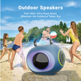 Kabelloser Bluetooth-Lautsprecher, wasserdicht & staubdicht, tragbarer Lautsprecher mit Lichtern, Stereo-Sound, BT5.3, für Zuhause/Party/Outdoor/Strand