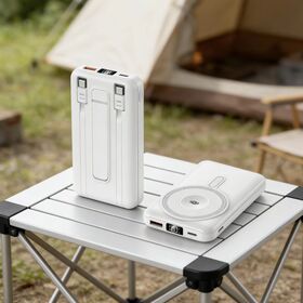 Batterie externe sans fil compacte personnalisable en usine 2025, 10000 mAh, charge rapide PD22.5W, avec câbles pour téléphone portable 17