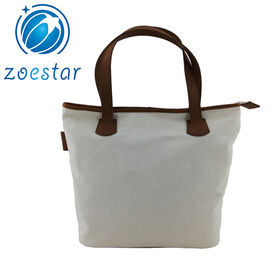 Super Strong Large 14oz Cotton Canvas Tote Bag, Reusable Grocery Shopping Cloth Bag, Fashionable Two-Tone Tote for Crafts