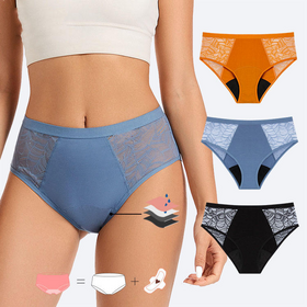Culotte Menstruelle Haute en Dentelle de Bambou Anti-Fuites pour Femmes - Culottes de Règles