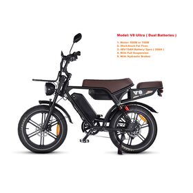 Bicicleta Eléctrica V8Ultra de 20" con Llantas Anchas, Doble Batería de 48V, Frenos de Disco Hidráulicos y Suspensión Total para Crucero Todoterreno - E-Bikes