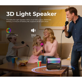 Alto-falante Bluetooth com efeito de luz RGB Aurora, sincronização controlada por batida e função TWS com show de luzes LED gradiente dinâmico para uso interno