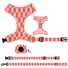 Mini Order Checkered Dog Harness Set Lightweight Adjustable Vest for Small Breeds with Durable Buckles
