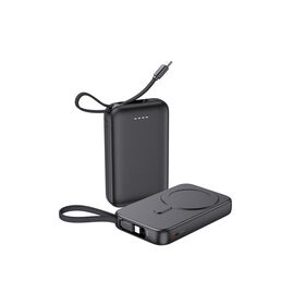 2026 New Trending PD22.5W 10000mah fast charging charger PD15w Wireless Charging Mini Magnetic Power Bank with Built in Cable