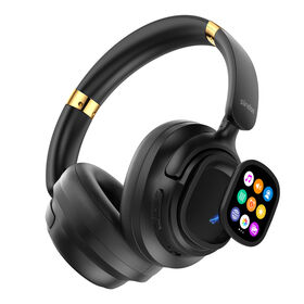 Fone de ouvido Bluetooth ANC com tela de toque LCD, 1G de memória local, suporte para APP e faixa de cabeça Bluetooth com cancelamento de ruído