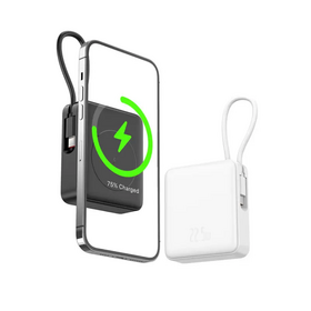 Nova Tendência 2026: Power Bank Magnético Sem Fio Portátil OEM com Cabo 10000mAh PD22.5W Carregamento Rápido para Fácil Transporte