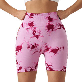 Nahtlose Damen-Shorts mit Batikmuster, High Waist Leggings, Hochelastisches Strickmaterial, Sexy Cut-Out Design, Hüftlifting, Mode Gym Sport Yoga Hosen