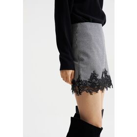 Jupe Vintage Blanche Taille S - Imprimé Diamant Et Argyle, Boutons, Ligne A - Très Bon état