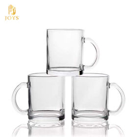 Individuelles Logo, moderne Glas-Bierkrug im Großhandel, hitzebeständiger Glas-Trinkbecher, minimalistischer, klarer Glas-Kaffeebecher