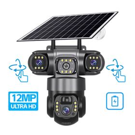 Solarbetriebene 6MP PTZ-Überwachungskamera mit 4G, IR, Dreifachobjektiv (2,8 mm/3,6 mm/4 mm) und CCD-Sensor für den Außenbereich